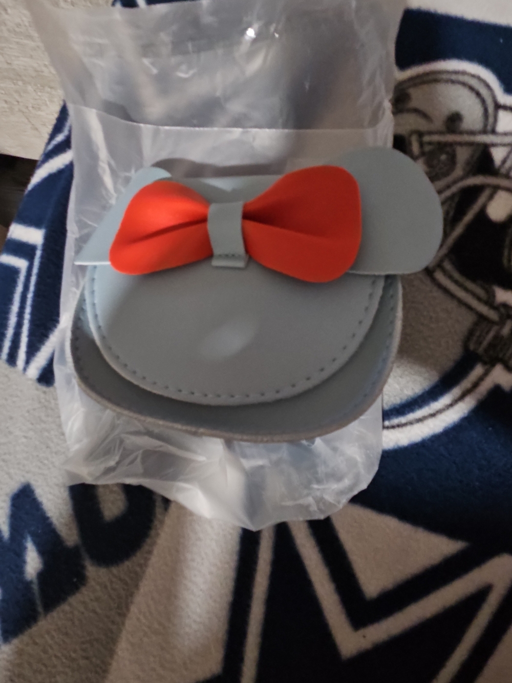 Disney Light Blue Kids Coin Purse with Orange Bow